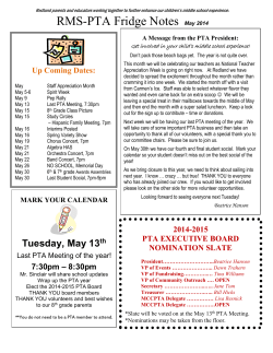 May 2014 Fridge Notes