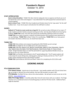 October 2014 President's Report