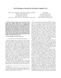 The Psychology of Security for the Home Computer User