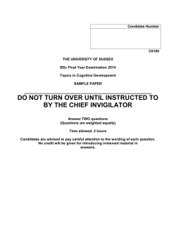 C8100 Topics in Cognitive Development - Sample paper 2014