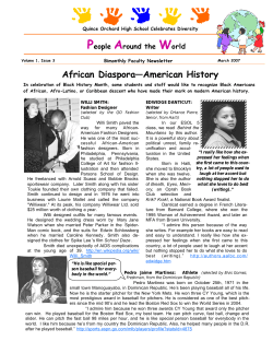 African Diaspora-American History (in honor of Black History Month)