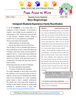 New Beginnings: Immgrant Students Experience Reunification