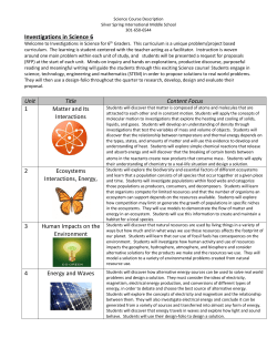 SSI 6th Grade Science Course Overview and Grading