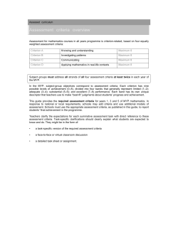 Mathematics Assessment Criterion