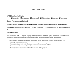 MYP English Course Descriptions