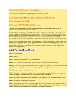 Self Injury Presentation by Joan Goodman &ndash; Resource #2&nbsp;&nbsp;