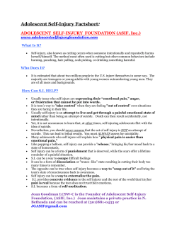 Self Injury Presentation by Joan Goodman &ndash; Resource #1