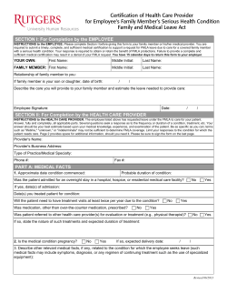 Certification of Health Care Provider for Family Member s Serious Health Condition
