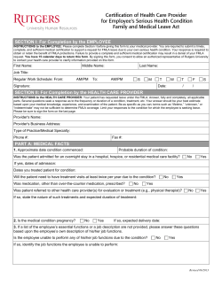 Certification of Health Care Provider for Employee s Serious Health Condition