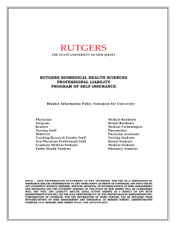 RBHS Professional Liability Program of Self-Insurance