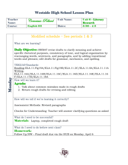 Lesson Plan Week Twelve 3/30 - 4/3