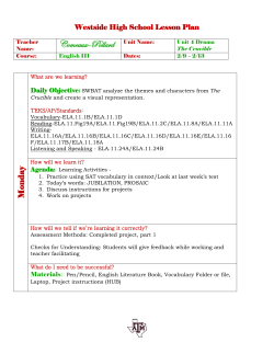 Lesson Plan Week SIX 2/9 - 2/13