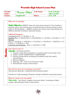 Lesson Plan Week Five 2/2 - 2/6