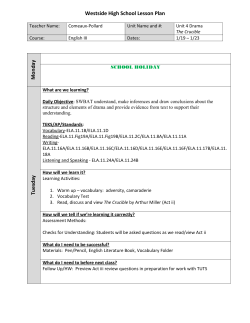 Lesson Plan Week Three 1/19 - 1/23