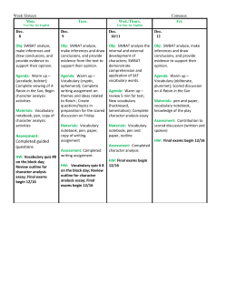 Lesson Plan Week Sixteen 12/8 - 12/12