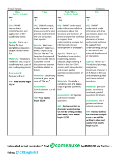 Lesson Plans Week Fifteen 12/1 - 12/5