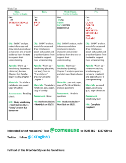 Lesson Plan Week Ten 10/27 - 10/31