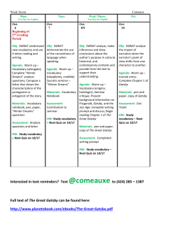 Lesson Plan Week Seven 10/6 - 10/10
