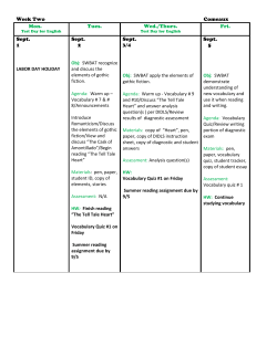 Lesson Plans Week 2 9/1 - 9/5