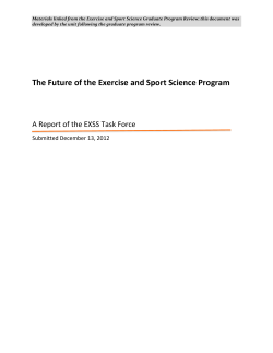 The Future of the Exercise and Sport Science Program A Report of the EXSS Task Force