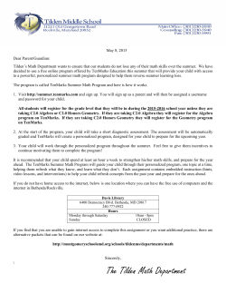 Summer Math Parent Letter