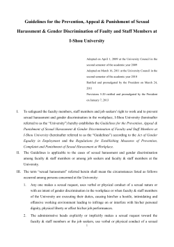 9.Guidelines for Prevention, Appeal & Punishment of Sexual Harassment & Gender Discrimination of Faulty Members & Staff at I-Shou University