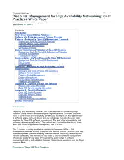 Cisco IOS Management for High Availability Networking: Best Practices White Paper