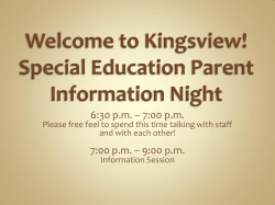 Special Education Information Night Presentation