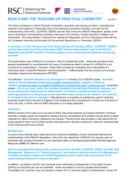 Guidance on REACH and teaching practical chemistry