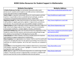 Online Resources for Student Support in Mathematics