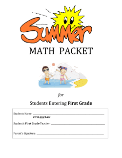 Math Summer Entering 1st 2014