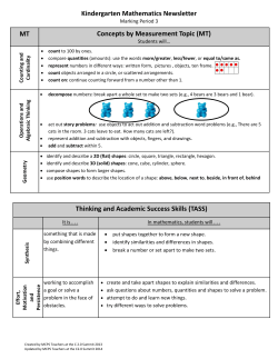 K Math MP3 Parent Newsletter