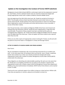 Update on the Conduct of Former MCPS Substitute