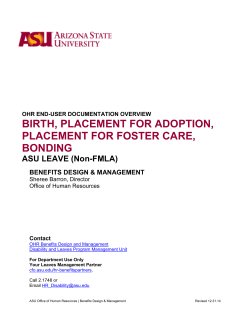 Birth/Placement for Adoption or Foster Care/Bonding
