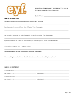 Health and Insurance Information Form
