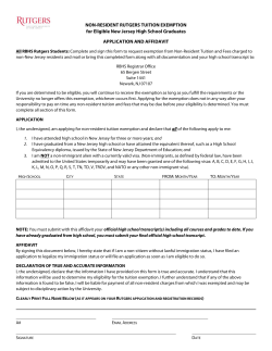 Non-Resident RBHS Tuition Exemption Form (Dream Act for Eligible New Jersey High School Graduates)