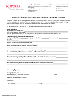 Academic Official's Recommendation For J-1 Academic Training