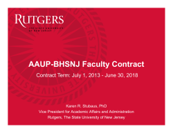AAUP-BHSNJ Faculty Contract - Contract Term: July 1, 2014 - June 30, 2018