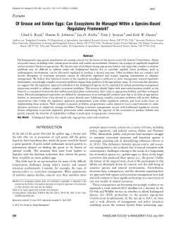 Of Grouse and Golden Eggs: Can Ecosystems Be Managed Within a Species-Based Regulatory Framework?