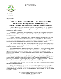 Gov. Rell Announces New 'Lean Mfg Initiative for Aerospace and Defense Suppliers