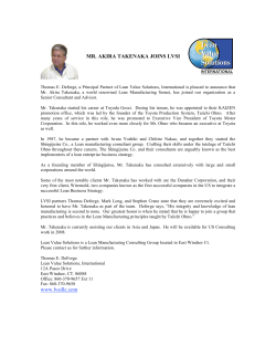 Lean Value Solutions announces Mr. Akira Takenaka joins their Consulting Staff