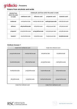 Esters from Alcohols and Acids