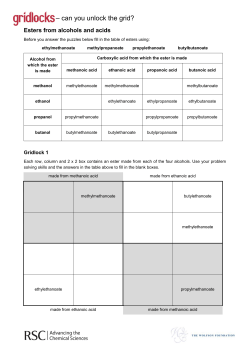 Esters from Alcohols and Acids