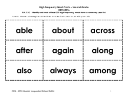 Second Grade High Frequency Word List