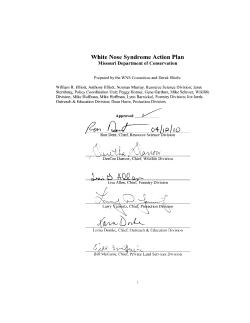 Missouri s White-Nose Syndrome Action Plan
