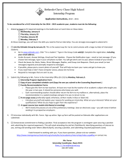 Internship Application Instructions for 2014-2015