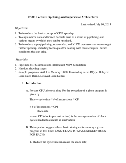 Pipelining and Superscalar Architectures