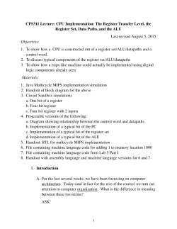 CPU Implementation; the Register Transfer Level