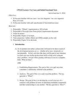 Use Cases and Initial Functional Tests