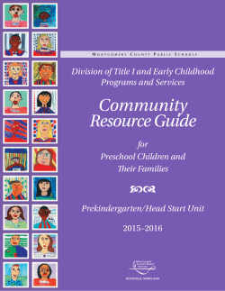 Community resource guide for preschool children and their families